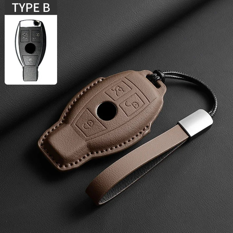 Étui de clé de voiture en cuir souple pour Mercedes-Benz – Étui de clé de qualité supérieure pour A, C, E, S, G-Klasse, GLC, CLA, GLB, GLS, GLA (W177/W205/W213/W222/X167)