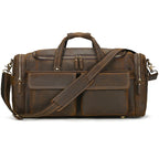 QINGWU Bolsas de cuero grandes para hombres – Vintage Weekender aus echtem Crazy Horse Rindsleder mit Schuhfach 