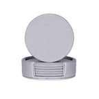 6er-Set Leder-Marmor Untersetzer Ø10 cm – Runde, hitzebeständige Getränkeunterlagen mit Gravur-Option im modernen Stil 