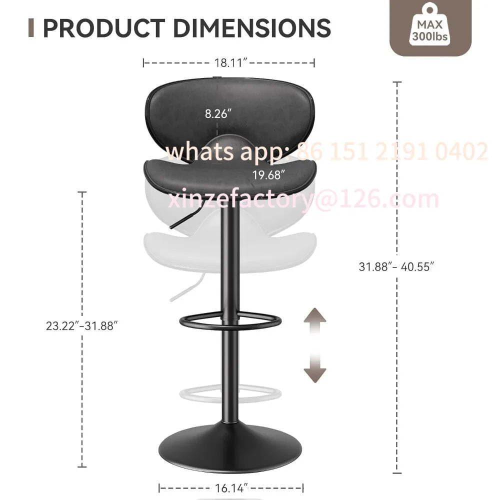 Drehbare Barhocker aus Kunstleder im 4er-Set – Höhenverstellbare Barstühle mit Rückenlehne für Kücheninsel &amp; Theke 