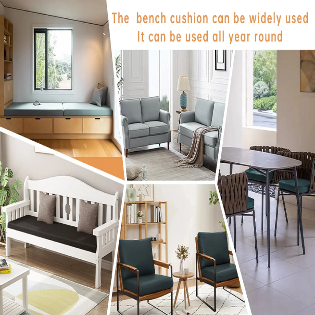 Maßgefertigtes Leder Bankkissen – Rutschfestes Sitzpolster mit dicker Schaumfüllung für Innenmöbel