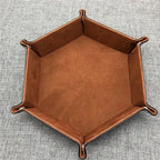 Sechseckiger Leder Würfeltray – Faltbare PU-Leder Dice Tray mit Samt-Innenfläche für Tabletop Gaming & Büro-Organisation
