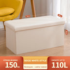 3-in-1 Klappbarer Leder Sitzhocker mit Stauraum – Multifunktionaler PU-Leder Aufbewahrungs-Ottoman & Schuhwechsel-Hocker (76×38×38 cm)