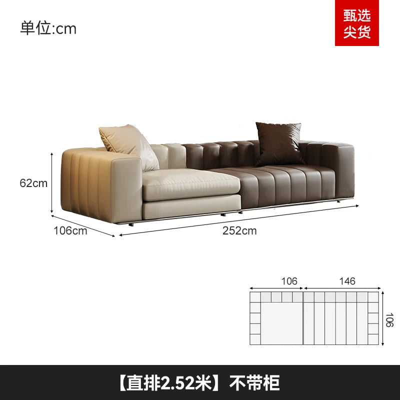 Luxus Lounge Sofa aus Echtleder im nordischen Stil – Kompaktes Designer-Ecksofa mit High-Rebound-Polsterung für modernes Wohnen