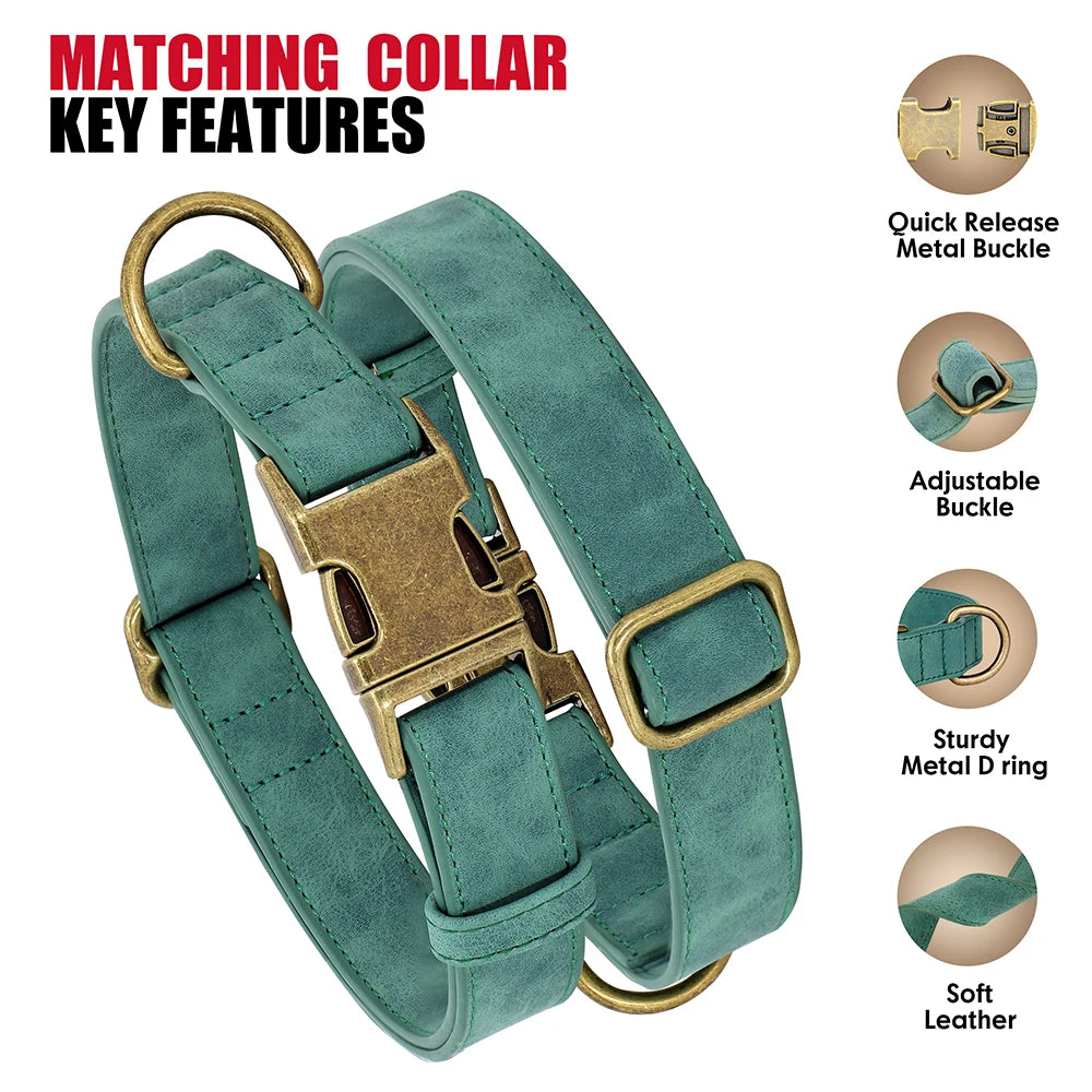 Verstellbares Hunde-Halsband & Leinen-Set aus PU-Leder – Weiches, langlebiges Hundehalsband mit Leine für kleine, mittlere & große Hunde