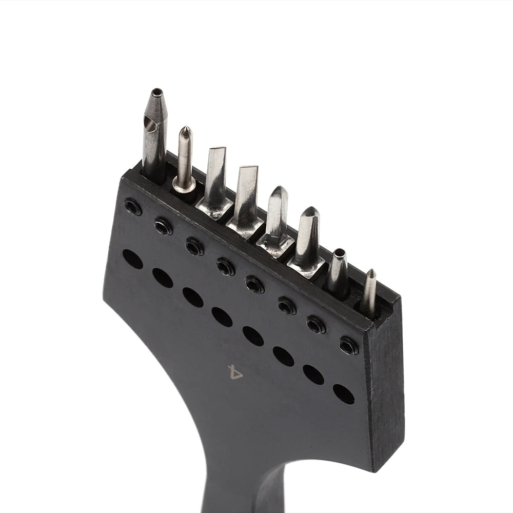 WUTA 3G Plancha para pinchar cuero con Wechselkopf – Professionelles Lederlochwerkzeug aus 4Cr13 Stahl, Austauschbare Chisel- &amp; Punch-Köpfe para bricolaje Lederarbeiten 