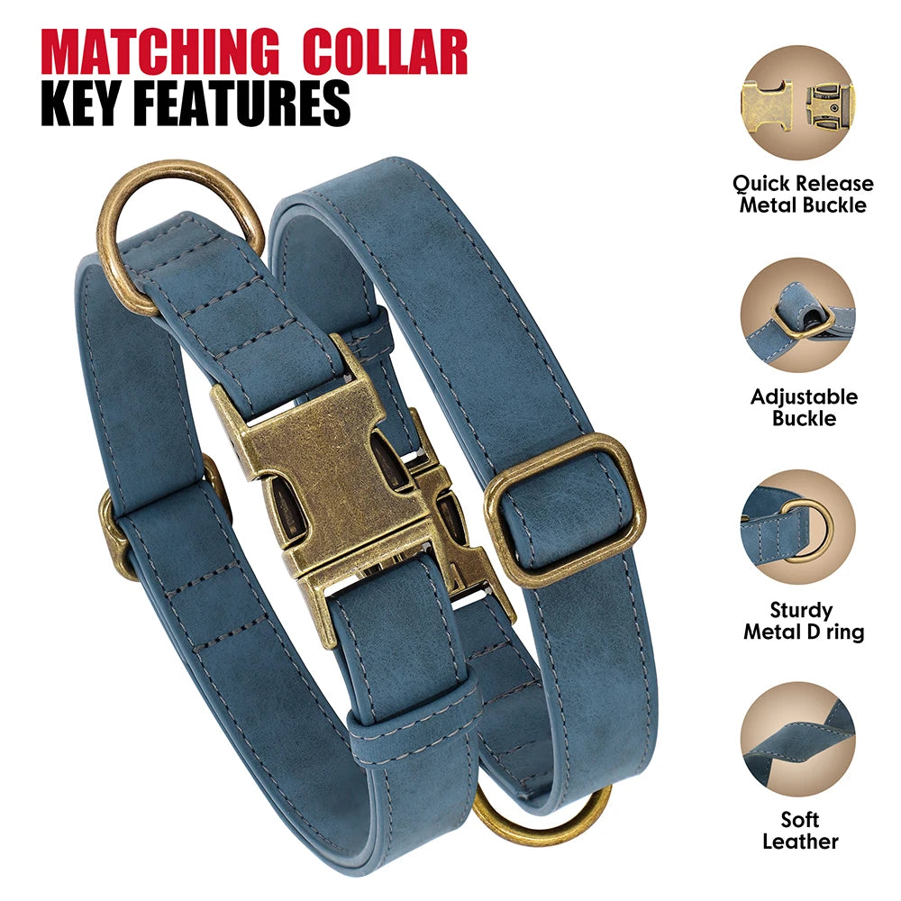 Verstellbares Hunde-Halsband & Leinen-Set aus PU-Leder – Weiches, langlebiges Hundehalsband mit Leine für kleine, mittlere & große Hunde