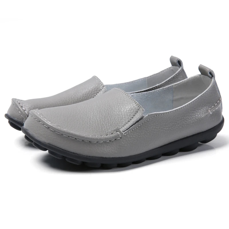 HAJINK Damen Flats 2024 – Weiche Slip-On Loafers aus echtem Leder, elegante Moccasins für Alltag & Freizeit, Plus Size