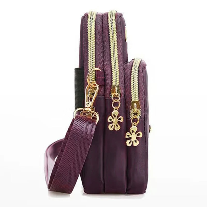 Damen Mini Crossbody Tasche – Vertikale Handy Umhängetasche mit Reißverschluss & Handschlaufe, Praktische Alltagstasche