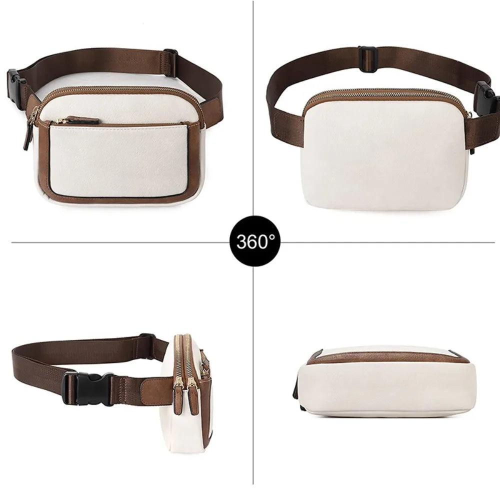 Koreanische Damen Gürteltasche – PU-Leder Waist Bag mit Verstellbarem Riemen, Crossbody & Clutch mit Kartenfach