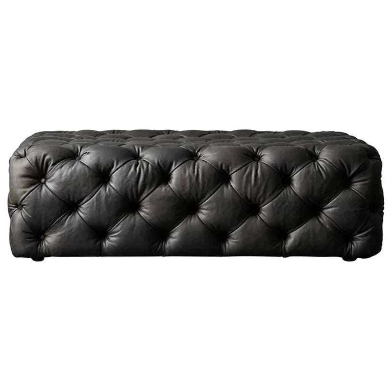 Luxuriöser Schuhwechsel-Hocker aus Leder – Moderner Sofa- & Sitzhocker in Schwarz für Wohnzimmer & Flur