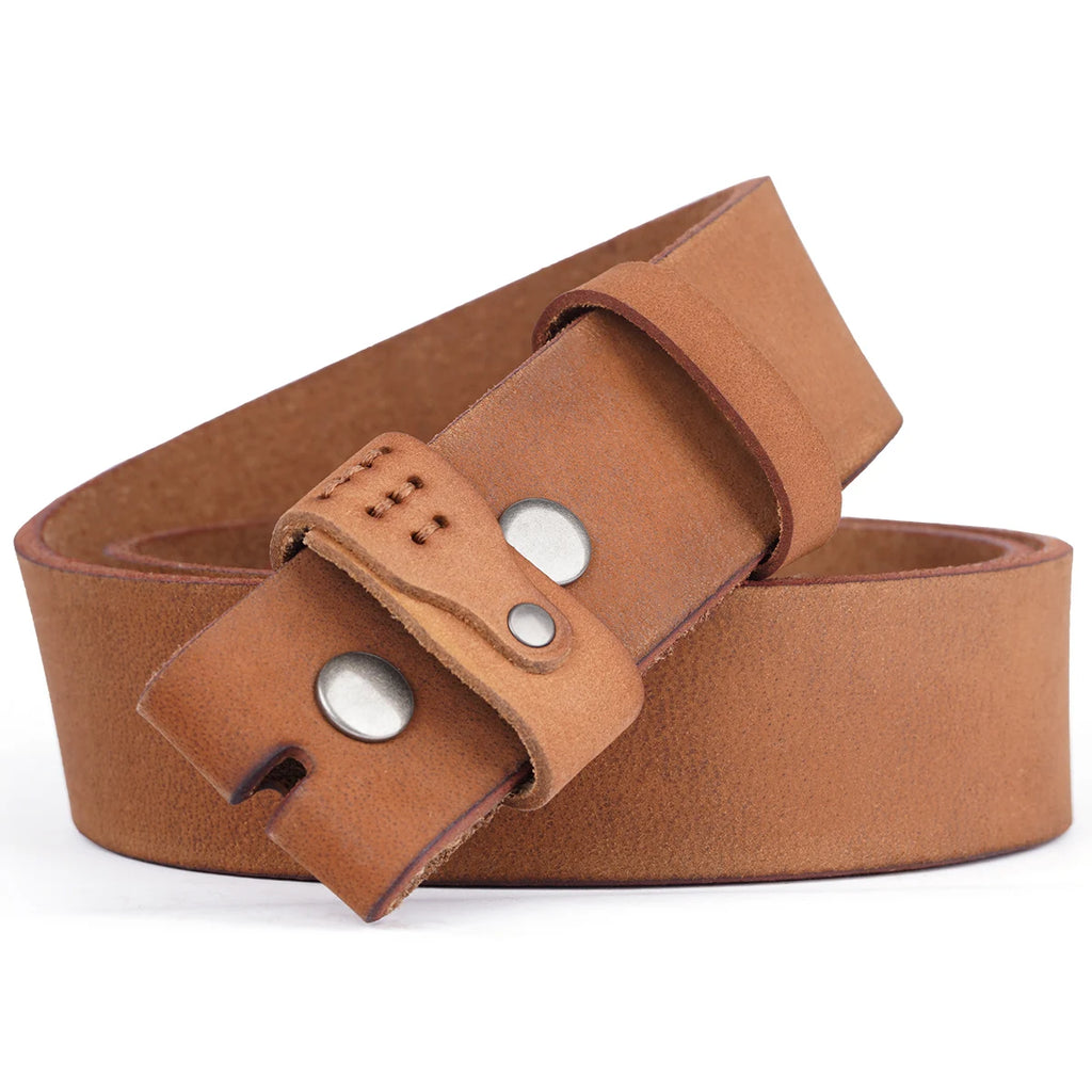 BISON DENIM Leder Herren Gürtel – Vintage Top-Leder ohne Schnalle