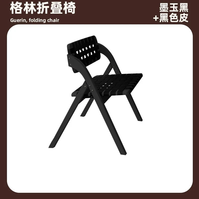 MOMO Retro Esszimmerstuhl aus Massivholz & Sattelleder – Klappbarer Designerstuhl im Wabi-Sabi Stil aus Eiche