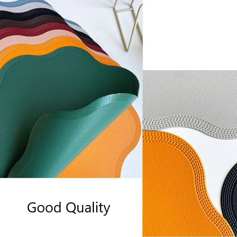 Runde Luxus PU Leder Platzsets mit Blumenprägung – Elegante Kunstleder Tischsets (1/4/6 Stück) para decoración de tela con estilo 