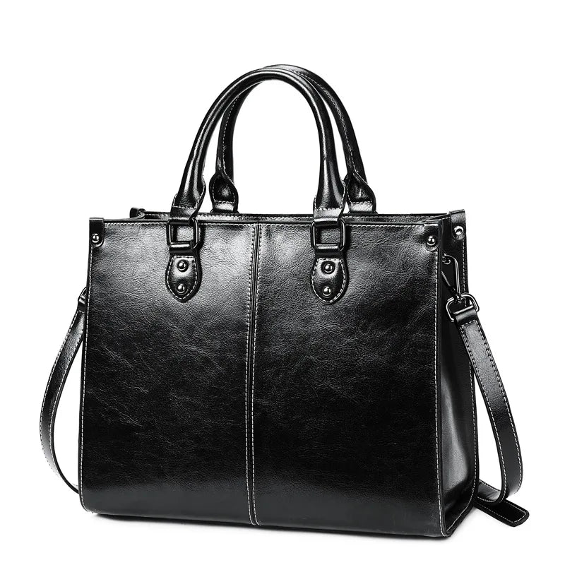 Damen Handtasche aus echtem Leder – Vielseitige Tote Bag & Crossbody Tasche aus Rindsleder für Büro, Shopping & Alltag