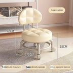 Exquisiter Sattelleder-Hocker mit Rückenlehne & Rollen – Drehbarer Schuhwechsel- & Wohnhocker aus Echtleder im modernen Design