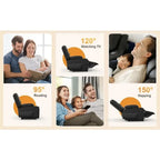 Nordisches Relaxsofa mit elektrischer Liegefunktion – Atmungsaktives Kunstleder Sofa-Set mit Wärme- &amp; Massagefunktion, Stauraum &amp; Konsole