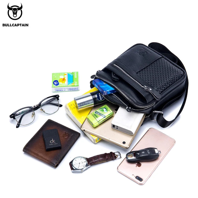 BULLCAPTAIN Herren Leder Messenger Bag – Schultertasche & Aktentasche für Business, Reisen und Freizeit