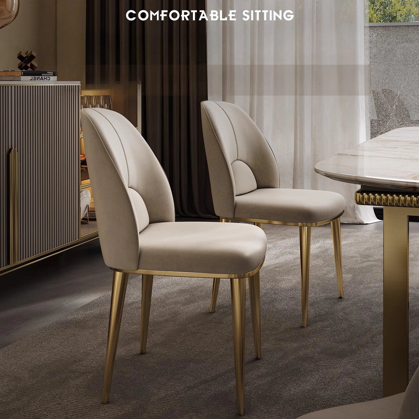 Leder Design Esszimmerstuhl – Moderner nordischer Dining Chair aus Echtleder im Light-Luxury-Stil für Zuhause & Restaurant