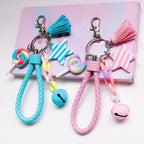 Süßer Regenbogen-Schlüsselanhänger aus Leder – Geflochtener Quasten-Keychain mit Herz, Stern &amp; Glöckchen, verspieltes Taschen-Accessoire für Frauen &amp; Mädchen