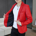 Herren Lederblazer im Korean Style – Slim Fit Business-Casual Jacke für Reisen, Outdoor & festliche Anlässe