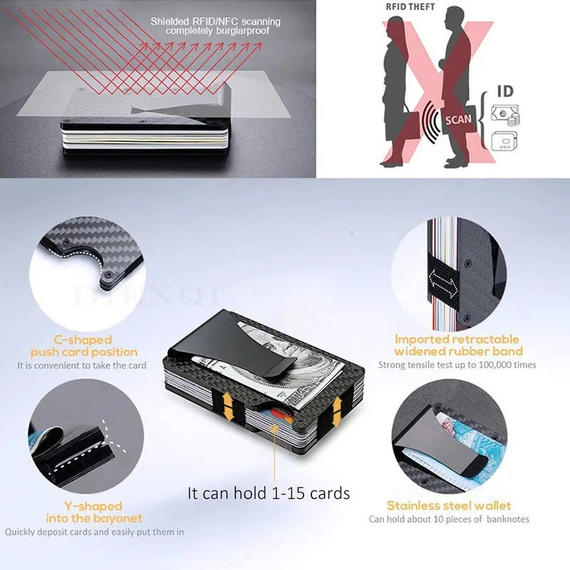 Slim RFID Metall-Wallet für Männer – Minimalistische Fronttaschen-Geldbörse mit Geldclip