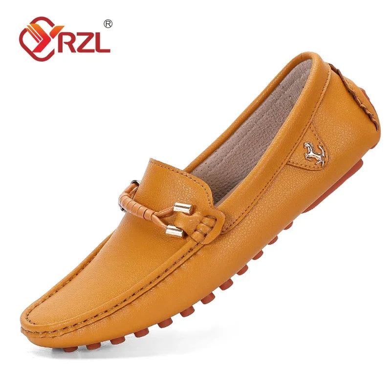 YRZL Herren Loafer Slip-On – Atmungsaktive Moccasins aus PU Leder in Weinrot, bequeme Driving Shoes bis Größe 48