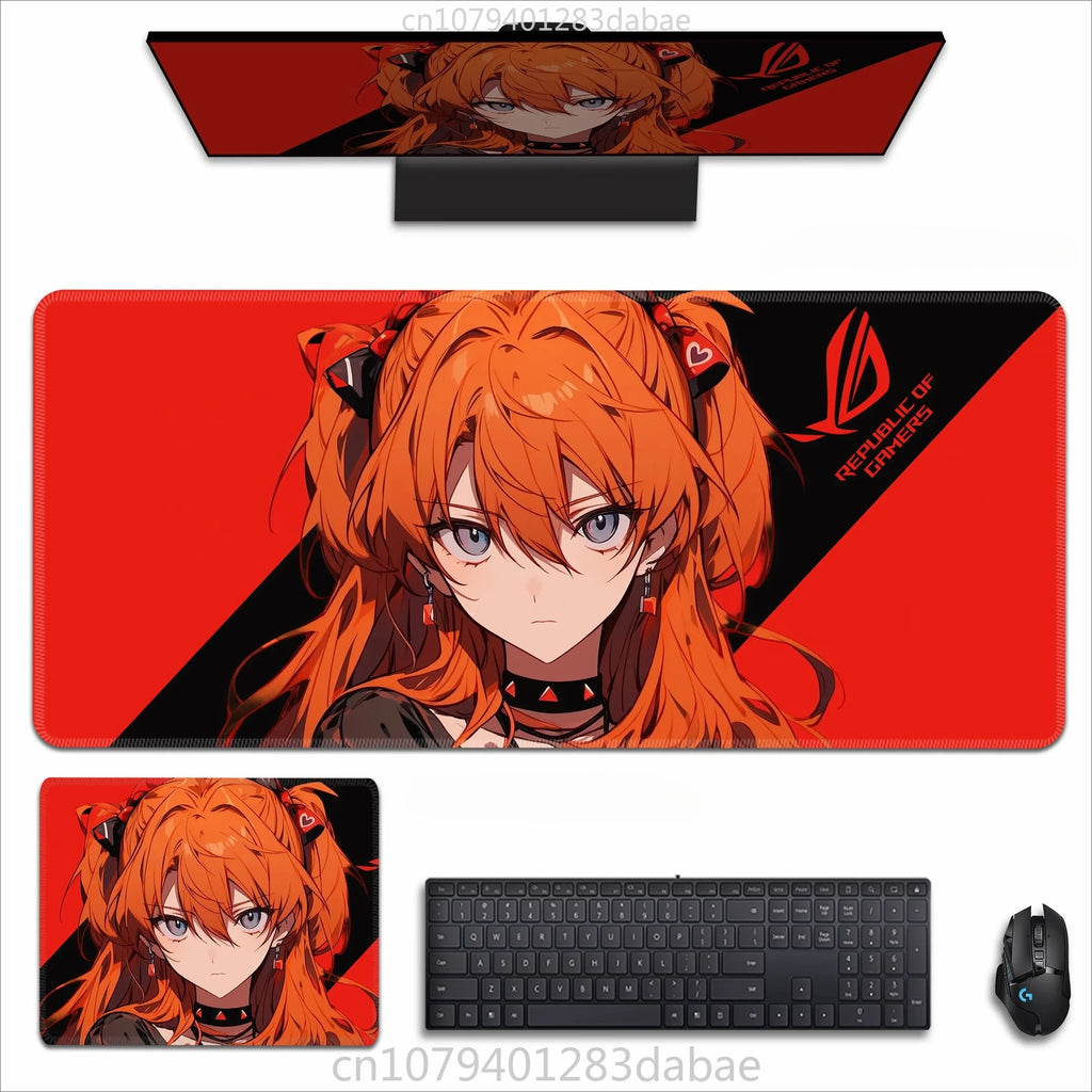 Asuka Langley XXL Anime Tapis de souris en cuir PU – Tapis de souris de jeu étanche au design Neon Genesis Evangelion