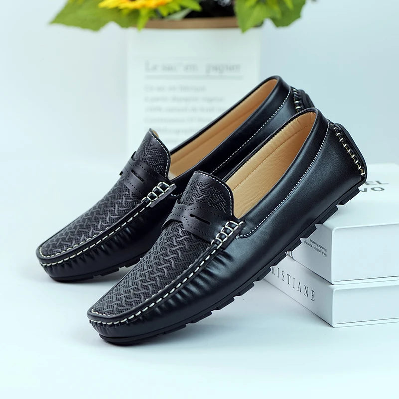 YRZL Herren Loafer aus PU Leder – Atmungsaktive Slip-On Driving Moccasins, rutschfeste Casual Boat Shoes für den Sommer
