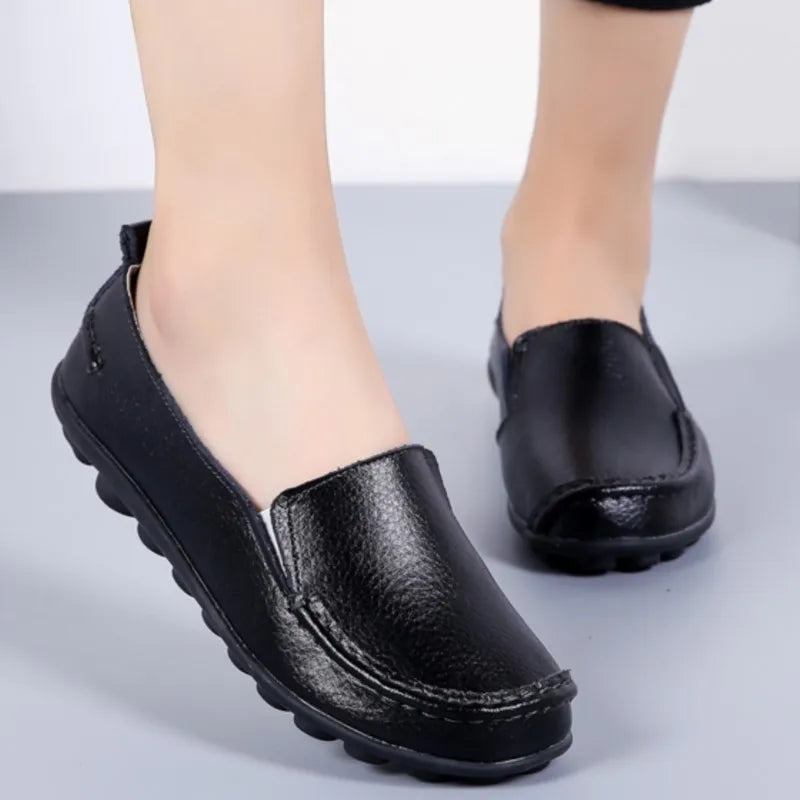 HAJINK Damen Flats 2024 – Weiche Slip-On Loafers aus echtem Leder, elegante Moccasins für Alltag & Freizeit, Plus Size