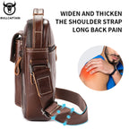 BULLCAPTAIN Herren Leder Messenger Bag – Casual Business Schultertasche für Smartphone & Essentials