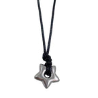 Gothic Stern Anhänger Halskette aus Leder – Vintage Pentagramm Kette mit hohlem Stern für Damen & Herren