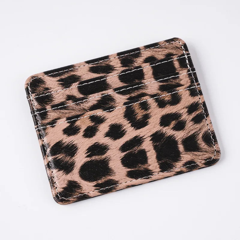 Leopard Cartes en cuir PU – Modischer ID- &amp; Creditkartenhalter im Animal-Design | Mini portefeuille élégant pour femmes