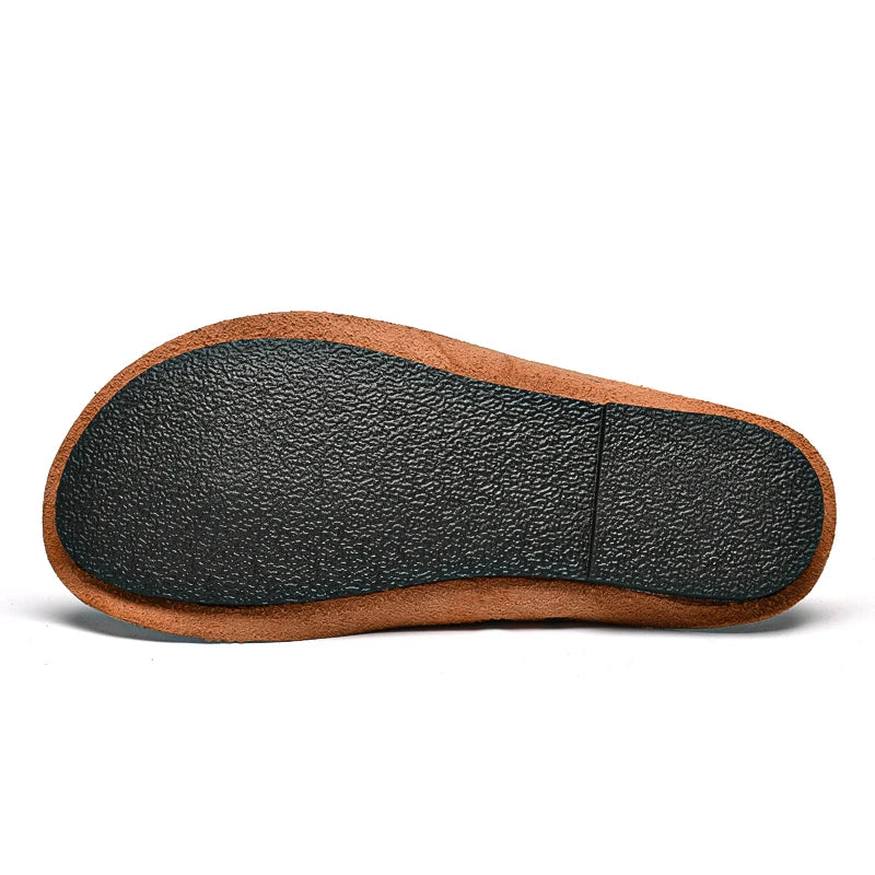 Herren Flip-Flops mit dünner Sohle – Sommerliche Lederoptik Zehentrenner, Leichte Casual Slipper für Outdoor & Freizeit