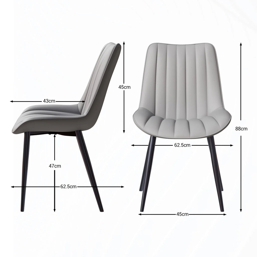 HOMAVO YZ1 Esszimmerstühle 2er-Set – Moderne Design-Stühle aus Samt oder PU-Leder mit Rückenlehne & Metallgestell für Küche, Wohn- & Arbeitsbereich