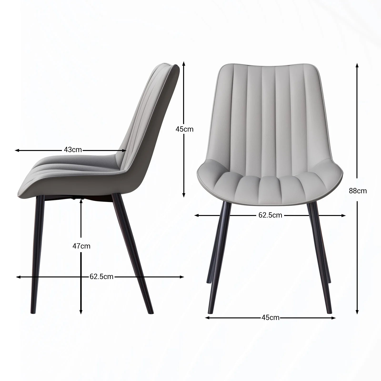 HOMAVO YZ1 Esszimmerstühle 2er-Set – Moderne Design-Stühle aus Samt oder PU-Leder mit Rückenlehne & Metallgestell für Küche, Wohn- & Arbeitsbereich