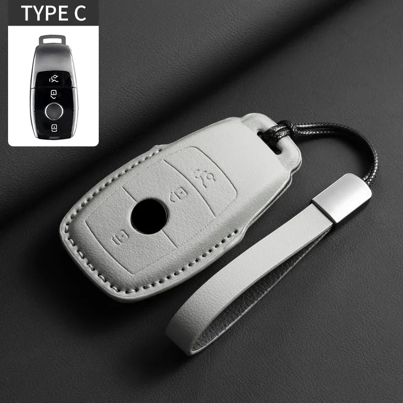 Étui de clé de voiture en cuir souple pour Mercedes-Benz – Étui de clé de qualité supérieure pour A, C, E, S, G-Klasse, GLC, CLA, GLB, GLS, GLA (W177/W205/W213/W222/X167)