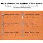 WUTA Modulares Adapter- &amp; Schlagkopf-System para Lederwerkzeuge – Austauschbare Loch- &amp; Stichaufsätze aus Edelstahl 