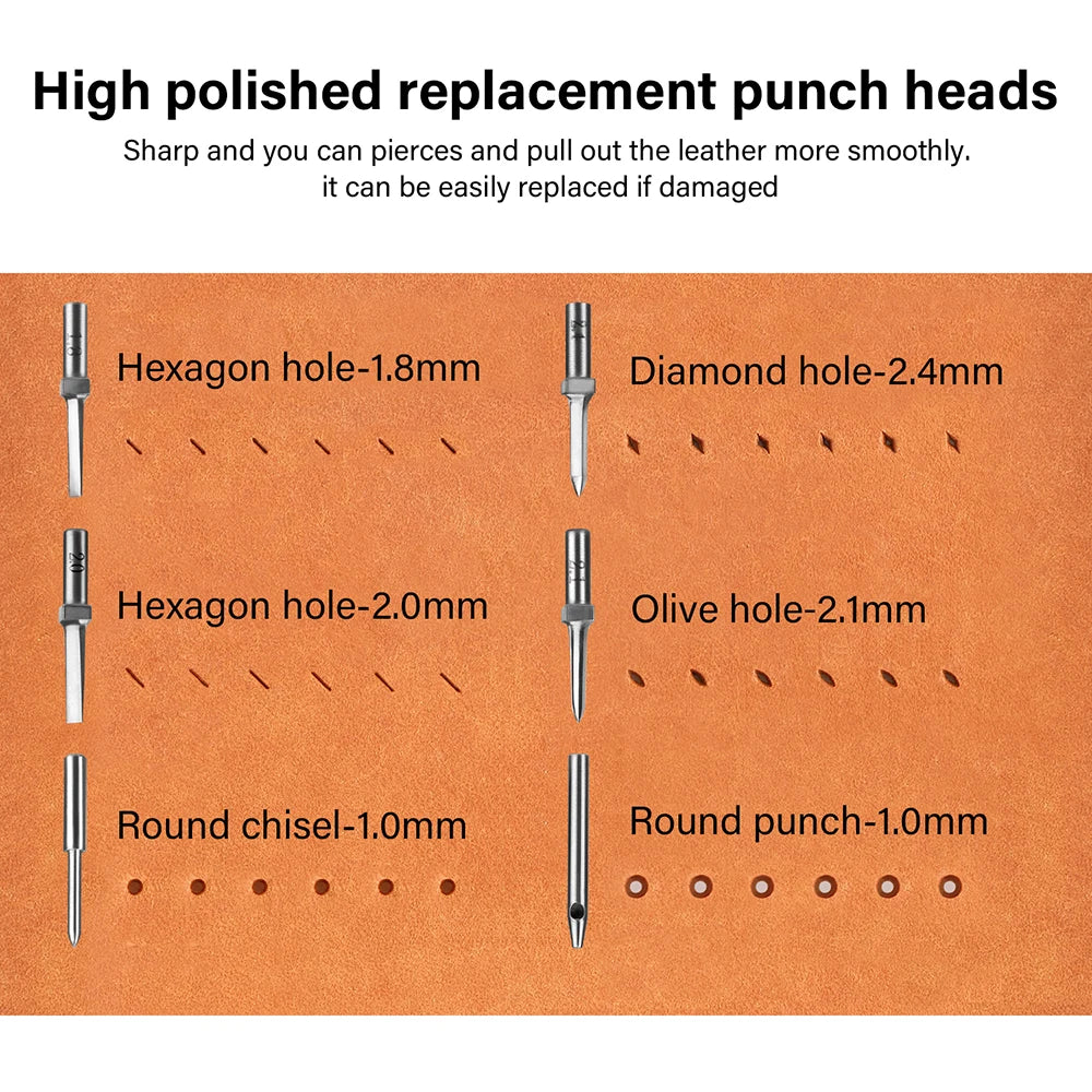 WUTA Modulares Adapter- & Schlagkopf-System für Lederwerkzeuge – Austauschbare Loch- & Stichaufsätze aus Edelstahl