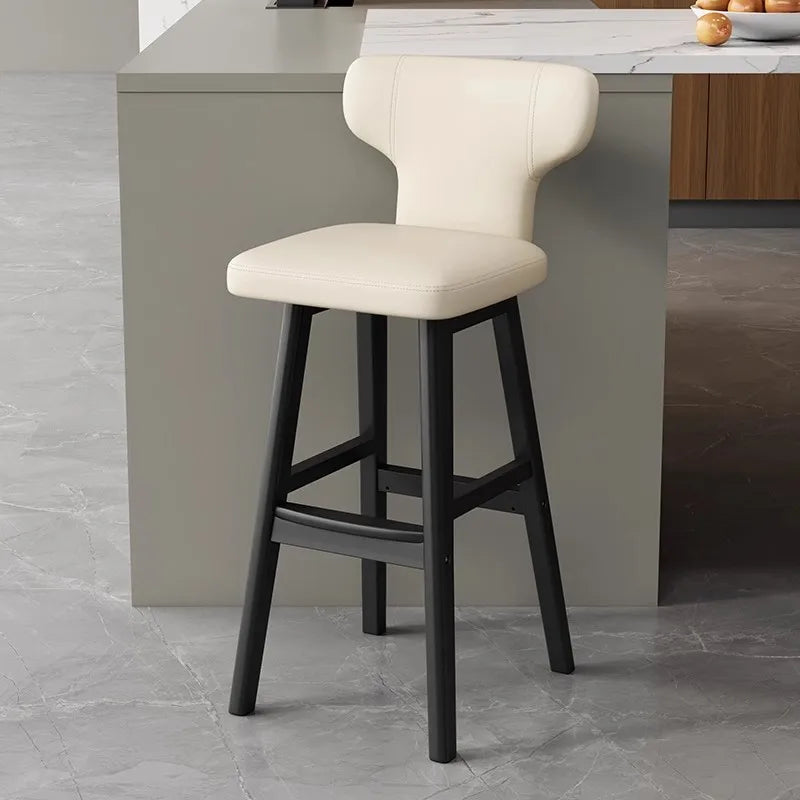 Luxus Barhocker aus Leder & Holz – Moderner minimalistischer Design-Barstuhl im italienischen Stil für Restaurant, Bar & Theke