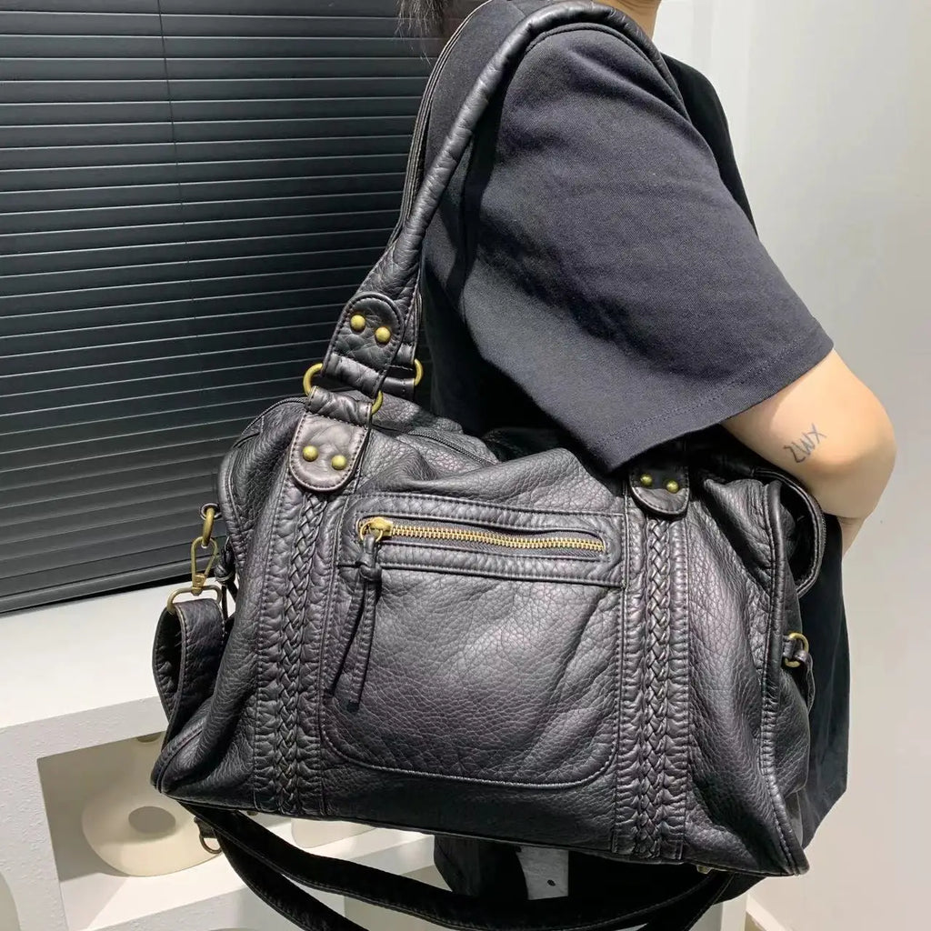 Y2K Spicy Girl Schultertasche – Bolso bandolera vintage de piel sintética con mayor capacidad, bolso de motocicleta weiche para mujer