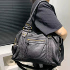 Y2K Spicy Girl Schultertasche – Bolso bandolera vintage de piel sintética con mayor capacidad, bolso de motocicleta weiche para mujer