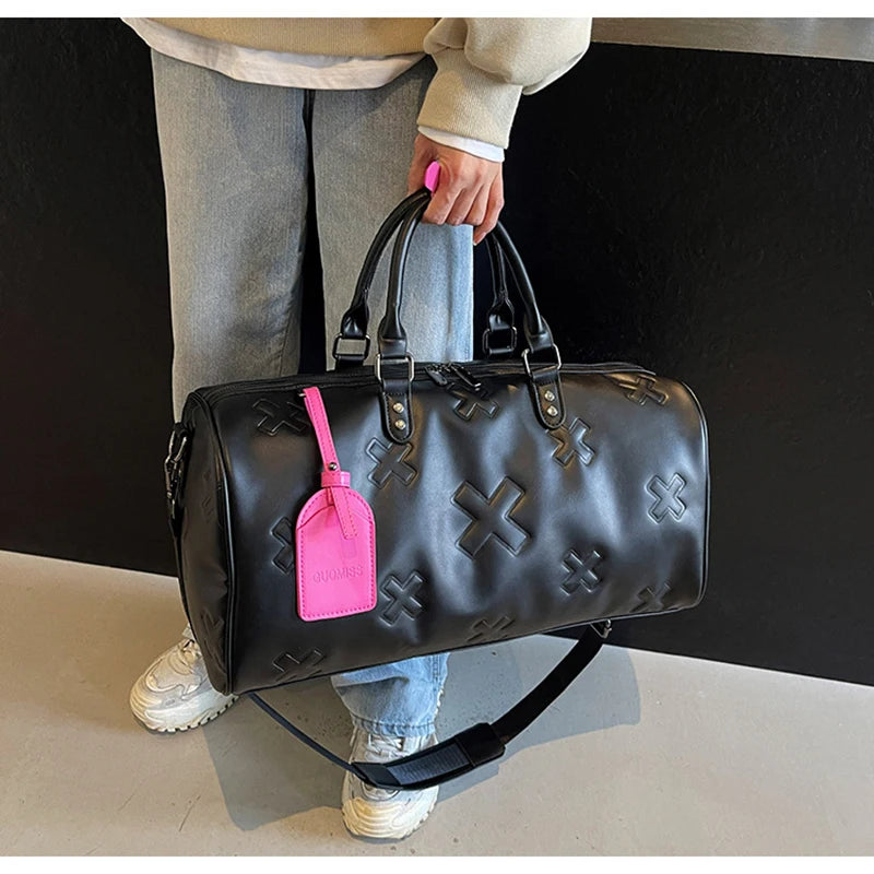 Damen PU Leder Gym & Travel Bag – Modische Fitness-, Yoga- & Reisetasche im Boston-Stil, Sport Duffle & Schulter Tote Bag