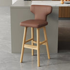 Luxus Barhocker aus Leder & Holz – Moderner minimalistischer Design-Barstuhl im italienischen Stil für Restaurant, Bar & Theke