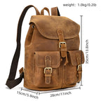 LUUFAN Vintage Leder Rucksack Herren – Crazy Horse Bucket Backpack aus echtem Rindsleder mit großem Stauraum 