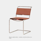 Nordischer Designer-Lederstuhl aus Sattelleder – Moderner Lounge- & Wohnzimmerstuhl mit Edelstahlgestell für Wohnraum, Hotel & Bar