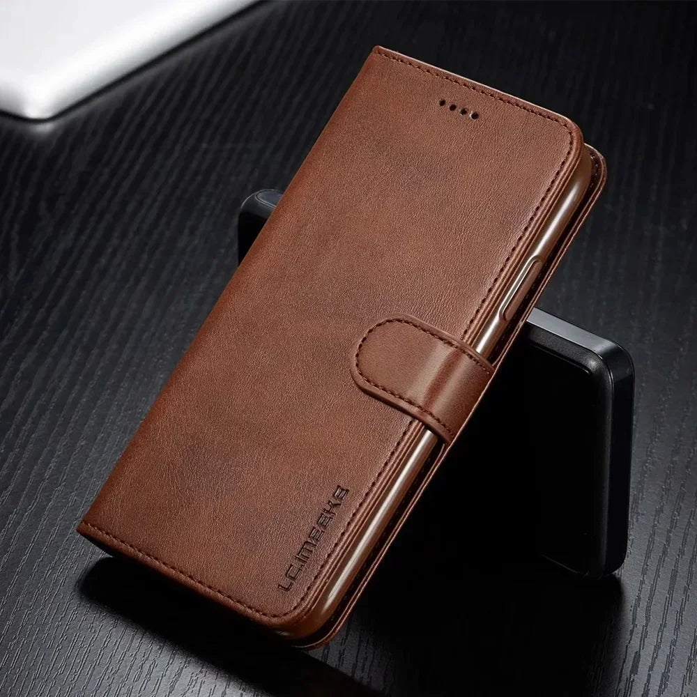 Luxus Leder Wallet Case für iPhone – Flip Cover mit Kartenfächern & Standfunktion für iPhone 5S bis iPhone 17 Pro Max