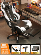 Ergonomischer Bürostuhl aus Leder mit Fußstütze & Rückenlehne – Höhenverstellbarer Drehstuhl mit Armlehnen & Rollen für Homeoffice & Büro