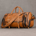LUUFAN Bolsos de cuero para hombre con bolso de cuero vintage – Bolso de lona Vintage Crazy Horse grande con bolso de mano, bolso de negocios y de fin de semana 