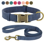 Verstellbares Hunde-Halsband & Leinen-Set aus PU-Leder – Weiches, langlebiges Hundehalsband mit Leine für kleine, mittlere & große Hunde